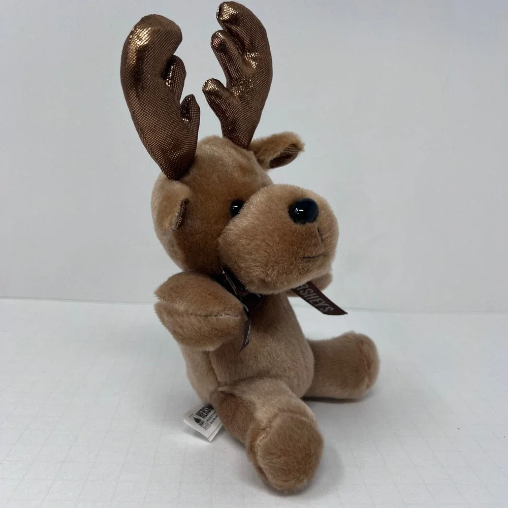 Galerie Hershey Reindeer 5 inch Brown Gold Metallic‎ Antlers Christmas Plush